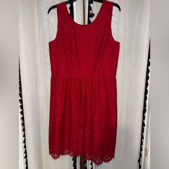 LOFT Dresses & Skirts - LOFT Red Pleated Sheath Midi Dress